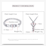 Stainless Steel Key Pendant Necklace & Bracelet Set for Men and Women – Trendy Wedding Jewelry Gift