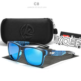 Gafas de sol polarizadas cuadradas KDEAM Hot para hombre: diseño de grafiti de cristal, lentes Polaroid UV400, gafas de pesca antirreflejos con estuche protector rígido (KD109)