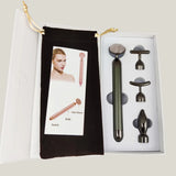 4-in-1 Vibrating Rose Quartz Face Roller and Massager for Lifting and Anti-Wrinkle