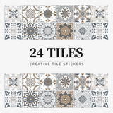Pegatinas de PVC para azulejos, 24 unidades: fáciles de despegar y pegar para superficies lisas, decoración del hogar para paredes, pisos y más
