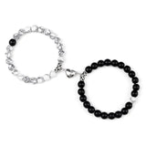 Magnetic Couple Bracelets Set - Natural Stone Heart Bead Lovers' Bracelets