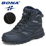 Men’s Winter Outdoor Leather Boots – Warm Plush Lined Lace-Up Ankle Footwear