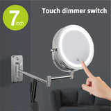 Adjustable Wall-Mounted LED Makeup Mirror with Multiple Magnifications