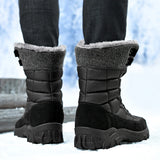 Men’s Winter Snow Boots – Waterproof Lace-Up Ankle Boots with Plush Lining for Cold Weather