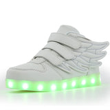 Kids' LED Light-Up Wing Sneakers – USB Rechargeable Luminous Shoes for Boys & Girls (Ages 3–12)