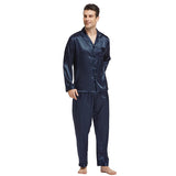 Men’s Silk Pajama Set – Full Sleeve Luxury Loungewear with Button Closure and Elastic Waist