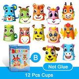 Kit de 12 manualidades con vasos de papel 3D hechos a mano: ¡juego de arte divertido y educativo para niños!
