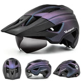 USB Rechargeable Bike Helmet with LED Light & Magnetic Goggles - 20-Vent Cycling Helmet