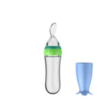 Silicone Baby Feeding Bottle with Spoon – BPA-Free Squeeze Feeder for Infants 4M+
