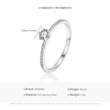 Anillo de dedo con circonita cúbica transparente y redondo de plata esterlina 925 de Modian: alianza de boda clásica para mujer, regalo de joyería fina