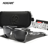 Gafas de sol polarizadas cuadradas KDEAM Hot para hombre: diseño de grafiti de cristal, lentes Polaroid UV400, gafas de pesca antirreflejos con estuche protector rígido (KD109)