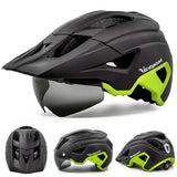 USB Rechargeable Bike Helmet with LED Light & Magnetic Goggles - 20-Vent Cycling Helmet