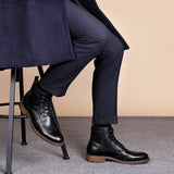 Men’s Genuine Leather Outdoor Boots – Waterproof Ankle-High Slip-On Boots for Spring & Autumn