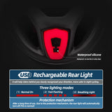 USB Rechargeable Bike Helmet with LED Light & Magnetic Goggles - 20-Vent Cycling Helmet