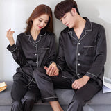 Men’s Solid Color Full Sleeve Pajama Set with Elastic Waist – Comfortable Loungewear for All Seasons
