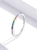 Platinum-Plated CZ Eternity Ring – 925 Sterling Silver Stackable Band