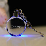 Colorful LED Crystal Keychain with Laser-Engraved Love Design