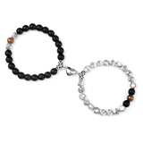 Magnetic Couple Bracelets Set - Natural Stone Heart Bead Lovers' Bracelets