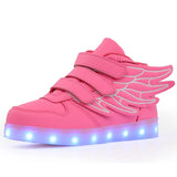Kids' LED Light-Up Wing Sneakers – USB Rechargeable Luminous Shoes for Boys & Girls (Ages 3–12)