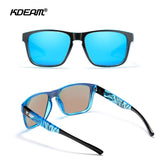Gafas de sol polarizadas cuadradas KDEAM Hot para hombre: diseño de grafiti de cristal, lentes Polaroid UV400, gafas de pesca antirreflejos con estuche protector rígido (KD109)