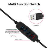 Anillo de luz USB de 6 pulgadas: LED regulable con trípode ajustable para fotografía, transmisión y maquillaje