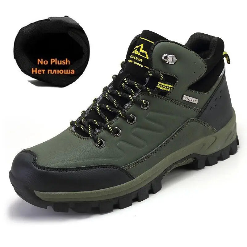 Men's Winter Snow Boots – Warm Plush Lined Leather Boots with Lace-Up Closure