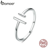 Elegante alianza de boda de plata de ley 925: anillo geométrico minimalista para mujer