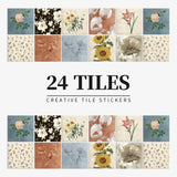 Juego de 24 pegatinas de azulejos de colores claros para pared, papel tapiz para renovación del hogar, cocina, baño, impermeables, autoadhesivas