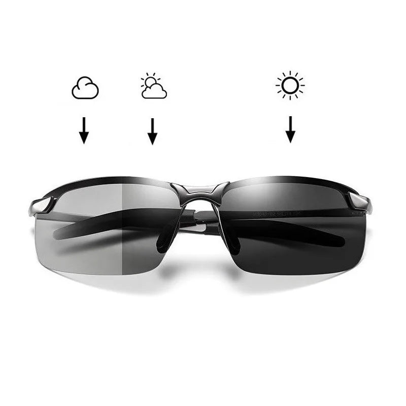 Men's Photochromic Polarized Sunglasses – UV400 Adaptive Lenses for Driving & Sports