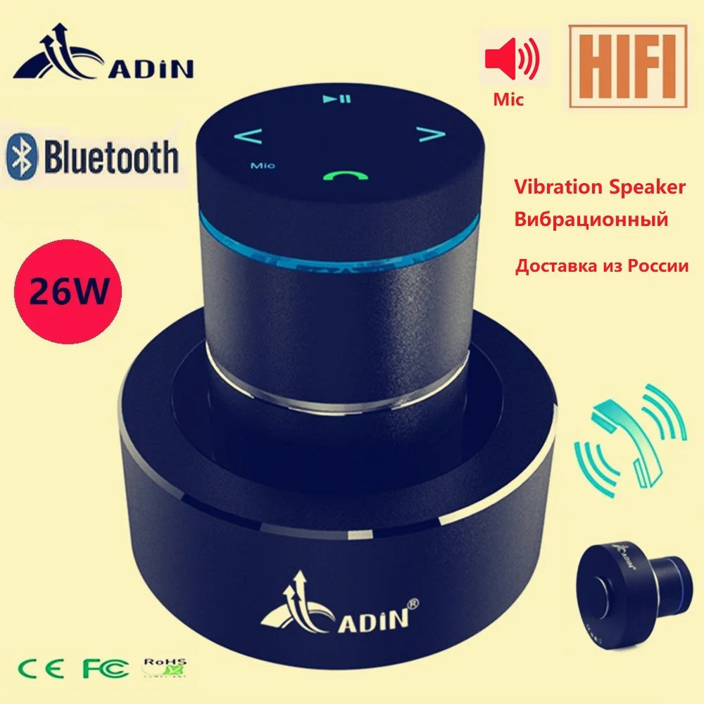 26W Vibration Bluetooth Speaker – Portable Subwoofer with 360° Resonance Sound & Touch Control