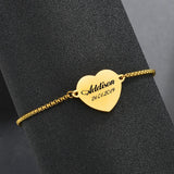 Personalized Heart Name Bracelet – Custom Engraved Stainless Steel ID Tag Jewelry