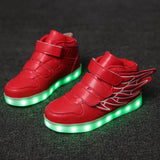 Kids' LED Light-Up Wing Sneakers – USB Rechargeable Luminous Shoes for Boys & Girls (Ages 3–12)