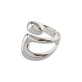 Minimalist Silver Geometric Ring – Elegant Hollow Design for Women