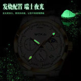 Men’s Luxury Quartz Watch – Waterproof, Glow-in-the-Dark, Stainless Steel & Leather Strap
