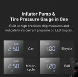 Compact Digital Tire Inflator Pump for Cars and Bikes – 12V Portable Air Compressor