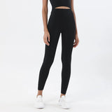 Women's High-Waist Nylon Yoga Leggings with Hidden Pocket