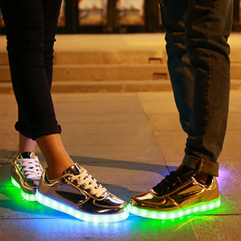 Light-Up Sequin Casual Shoes for Adults – Breathable Lace-Up Sneakers