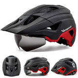 USB Rechargeable Bike Helmet with LED Light & Magnetic Goggles - 20-Vent Cycling Helmet