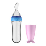 Silicone Baby Feeding Bottle with Spoon – BPA-Free Squeeze Feeder for Infants 4M+