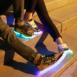 Light-Up Sequin Casual Shoes for Adults – Breathable Lace-Up Sneakers