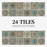 Juego de 24 pegatinas de azulejos de colores claros para pared, papel tapiz para renovación del hogar, cocina, baño, impermeables, autoadhesivas