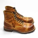 Men’s Mid-Calf Genuine Leather Motorcycle Boots – Heavy-Duty Lace-Up Riding Footwear