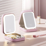 Foldable Makeup Mirror with Storage Box – Portable Vanity Organizer