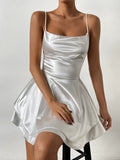 Sexy Satin Sling Dress - Open Back Bodycon Mini Dress for Women