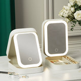Foldable Makeup Mirror with Storage Box – Portable Vanity Organizer