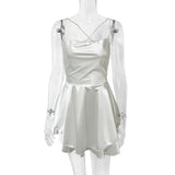Sexy Satin Sling Dress - Open Back Bodycon Mini Dress for Women