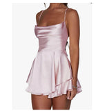 Elegant Backless Satin Dress - Layered Birthday Party Gown
