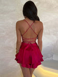 Backless Satin Bodycon Dress - Sexy Double-Layer Sling Strap Mini Dress