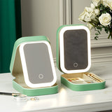 Foldable Makeup Mirror with Storage Box – Portable Vanity Organizer
