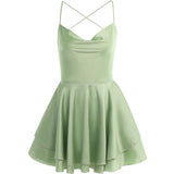 Elegant Backless Satin Dress - Layered Birthday Party Gown
